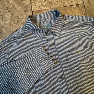L.L. Bean Blue and White Striped Long Sleeve Shirt Large Tall LT